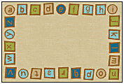 Carpets for Kids® KID$Value PLUS™ Alphabet Blocks Border Activity Rug, 6' x 9' , Tan