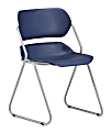 OFM Armless Stackable Chairs With Plastic Seat & Back, 31"H x 20"W x 20"D, Navy/Silver Fabric, Set Of 4