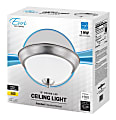 Euri Indoor Round LED Ceiling Light Fixture, 15", Dimmable, 3000K, 19 Watts, 1,500 Lumens, Brushed Aluminum/Etched Glass