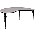 Flash Furniture 96''W Kidney HP Laminate Activity Table With Standard Height-Adjustable Legs, Gray