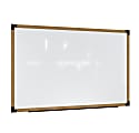 Ghent Prest Magnetic Dry-Erase Whiteboard, Porcelain, 38-1/4” x 74-1/4”, White, Natural Wood Frame