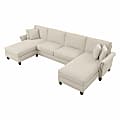 Bush® Furniture Coventry 131"W Sectional Couch With Double Chaise Lounge, Cream Herringbone, Standard Delivery