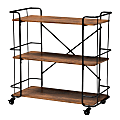 Baxton Studio Neal Bar And Kitchen Serving Cart, 32-11/16" x 32-5/16", Walnut/Black 1 thumbnail image