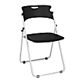 OFM Flexure Plastic Folding Chairs, Black/Silver, Set Of 4 Chairs