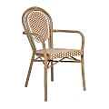 Flash Furniture Lourdes Indoor/Outdoor Commercial Thonet Bistro Stacking Chair with Arms, Natural & White/Light Natural Frame - SDA6422ANWLTN 1 thumbnail image