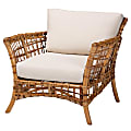 bali & pari Babette Modern Bohemian Rattan Armchair, 28”H x 33-13/16”W x 33”D, White/Natural Brown 1 thumbnail image