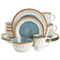 Elama Louann 16-Piece Stoneware Dinnerware Set, Blue/Beige 1 thumbnail image