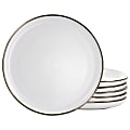 Elama Arthur 6-Piece Round Stoneware Dinner Plate Set, Matte White/Gold 1 thumbnail image