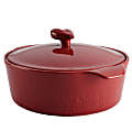 Ayesha Curry Home Collection Ceramic Round Casserole Pan, 2.5 Quarts, Sienna Red