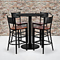 Flash Furniture Round Laminate Table Set With 4 Grid-Back Metal Barstools, 42"H x 36"W x 36"D, Black 1 thumbnail image