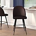 Flash Furniture Lyla Commercial Modern Armless Counter Stools, Brown LeatherSoft/Black, Set Of 2 Stools