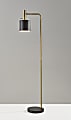 Adesso® Emmett Floor Lamp, 61"H, Black Shade/Antique Brass And Black Base