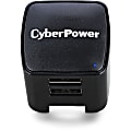CyberPower TR12U3A USB Charger with 2 Type A Ports - 2 USB Port(s) - 3.1 Amps (Shared), NEMA 5-15P, 100 VAC - 240 VAC, Black, 1YR Warranty 1 thumbnail image