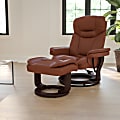 Flash Furniture Contemporary Recliner With Curved Ottoman, Vintage Brown/Mahogany