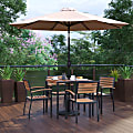 Flash Furniture Lark 7-Piece Outdoor Patio Table Set, 29-1/2"H x 35-1/4"W x 35-1/4"D, Tan