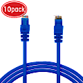 GearIT Snagless RJ-45 Computer LAN CAT5E Ethernet Patch Cables, 7', Blue, Pack Of 10, 7CAT-BLUE-10PACK