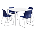 KFI Studios Dailey Square Dining Set With Sled Chairs, White/Navy