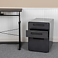 Flash Furniture Ergonomic 21"D Vertical 3-Drawer Mobile Locking File Cabinet, Black