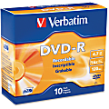 Verbatim® DVD-R Recordable Discs With Branded Surface, 4.7GB/120 MInutes, Pack Of 10