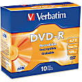 Verbatim® DVD-R Recordable Discs With Branded Surface, 4.7GB/120 MInutes, Pack Of 10 1 thumbnail image