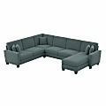 Bush® Furniture Stockton 128"W U-Shaped Sectional Couch With Reversible Chaise Lounge, Turkish Blue Herringbone, Standard Delivery