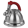 Mr. Coffee 1.8 Qt Stainless Steel Whistling Tea Kettle, Silver/Red