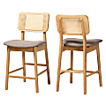 Baxton Studio Dannon 2-Piece Counter Stool Set, Gray/Natural Oak 1 thumbnail image