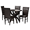 Baxton Studio Ancel Dining Set, 29-15/16”H x 35-7/16”W x 35-7/16”D, Dark Brown