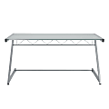 Eurostyle Z 61"W Deluxe Computer Desk, Silver/Frosted