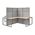 Bush Business Furniture Easy Office 60-inch 4 Person L Shaped Cubicle Desk with Tall Panels, Natural Elm, Standard Delivery 1 thumbnail image