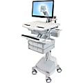 Ergotron StyleView Cart with LCD Arm, SLA Powered, 6 Drawers - 6 Drawer - 37 lb Capacity - 4 Casters - Aluminum, Plastic, Zinc Plated Steel - White, Gray, Polished Aluminum