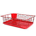 MegaChef Dish Rack With 14 Plate Positioners And Detachable Utensil Holder, 17-1/2", Red 1 thumbnail image
