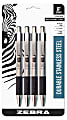 Zebra® Pen F-301 Stainless Steel Retractable Ballpoint Pens, Pack Of 4, Fine Point, 0.7 mm, Black Ink 1 thumbnail image
