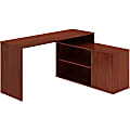 LYS L-Shape Workstation with Cabinet - Laminated L-shaped Top - 200 lb Capacity - 29.50" Height x 60" Width x 47.25" Depth - Assembly Required - Mahogany - Particleboard - 1 Each