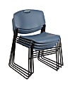 Regency Zeng Polyurethane Armless Stacking Chairs, Black/Blue, Pack Of 4 Chairs