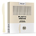 Amscan 8019 Solid Heavyweight Plastic Knives, Vanilla Crème, 50 Knives Per Pack, Case Of 3 Packs
