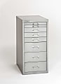 Bisley 15"D Vertical 8-Drawer Under-Desk Storage Cabinet, Metal, Light Gray