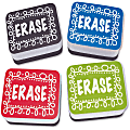 Ashley® Chalk Design Mini Whiteboard Erasers, 2" x 1.25", Multicolor, Pack Of 10 1 thumbnail image