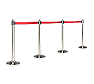 American Metalcraft Freestanding Stanchion, 48" x 84", Brushed/Red
