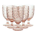 Martha Stewart 6-Piece Glass Hobnail Goblet Drinkware Set, 14.2 Oz, Clear Pink 1 thumbnail image