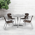 Flash Furniture Lila Square Aluminum Indoor-Outdoor Table Set, 27-1/2"H x 31-1/2"W x 31-1/2"D, Dark Brown