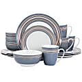 Gibson Home Silver Wind 16-Piece Fine Ceramic Dinnerware Set, Gray/Pink