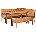 Baxton Studio Riordan 4-Piece Dining Nook Set, Tan/Walnut