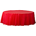Amscan 77017 Solid Round Plastic Table Covers, 84", Apple Red, Pack Of 6 Covers