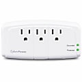 CyberPower CSB300W Essential 3 - Outlet Surge with 900 J - Clamping Voltage 800V, NEMA 5-15P, Wall Tap, EMI/RFI Filtration, White, Lifetime Warranty 1 thumbnail image