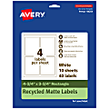 Avery® Recycled Paper Labels, 94254-EWMP10, Rectangle, 4-3/4" x 3-3/4", White, Pack Of 40 1 thumbnail image