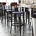 Flash Furniture Wright Steel/Vinyl Commercial-Grade Barstool With Boomerang Back, Blue/Walnut