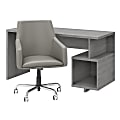 kathy ireland® Home by Bush Furniture Madison Avenue 60"W Writing Desk And Chair Set, Modern Gray, Standard Delivery 1 thumbnail image