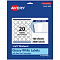 Avery® Glossy Permanent Labels With Sure Feed®, 94607-WGP100, Starburst, 1-3/4", White, Pack Of 2,000