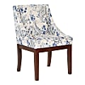 Office Star Monarch Dining Chairs, Paisley Blue/Medium Espresso, Set Of 2 Chairs